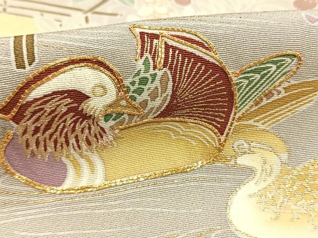 平和屋着物●訪問着　友禅　駒刺繍　松竹梅　風景花鳥文　暈し染め　金彩　正絹　逸品　AABI1986fy