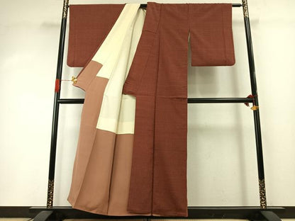 平和屋着物●白鷹お召　蚊絣　正絹　逸品　AABI1987fy