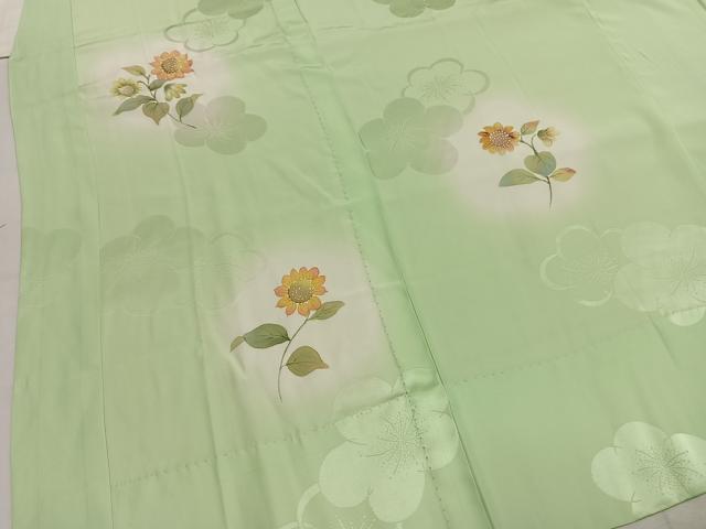 平和屋着物●振袖用長襦袢　無双仕立て　手描き　向日葵　暈し染め　半衿刺繍　正絹　逸品　AABI1990fy