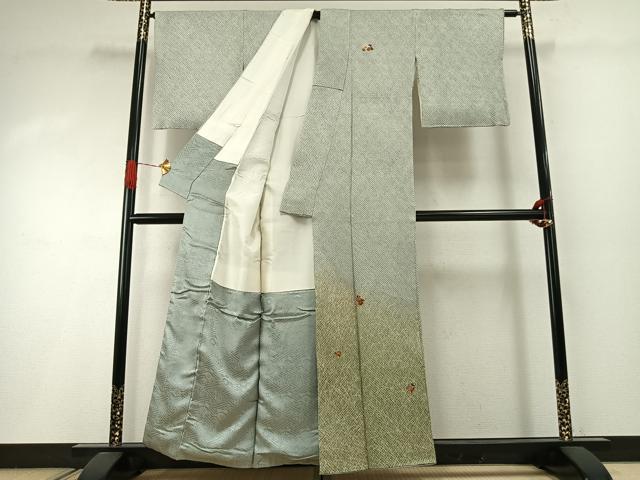 平和屋着物●訪問着　総刺繍　総絞り　草花文　金糸　金彩　正絹　逸品　AABI1992fy