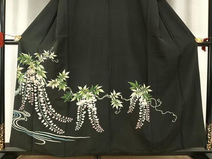平和屋着物●豪華黒留袖　友禅　枝花文　正絹　逸品　AABI1995fy