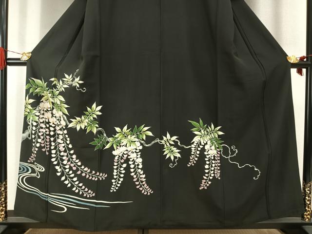 平和屋着物●豪華黒留袖　友禅　枝花文　正絹　逸品　AABI1995fy