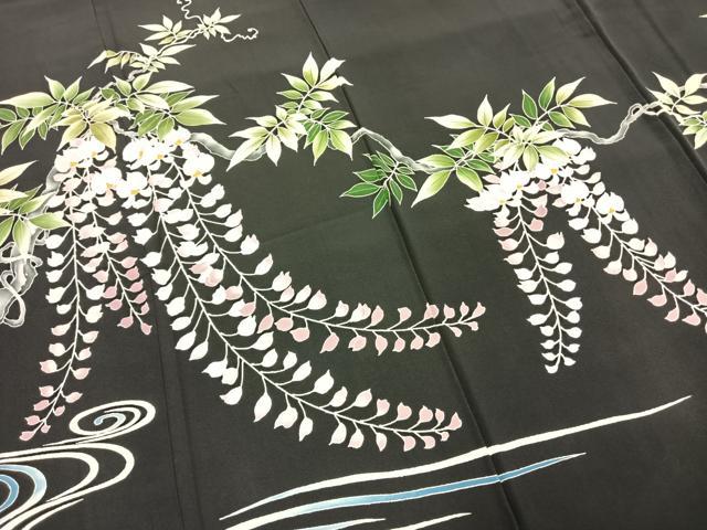 平和屋着物●豪華黒留袖　友禅　枝花文　正絹　逸品　AABI1995fy