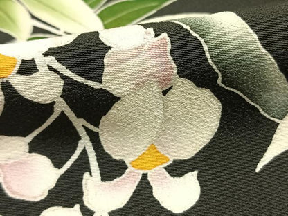 平和屋着物●豪華黒留袖　友禅　枝花文　正絹　逸品　AABI1995fy