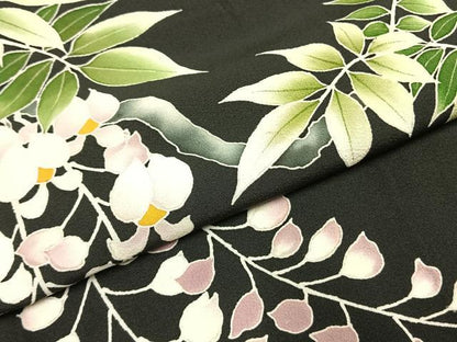平和屋着物●豪華黒留袖　友禅　枝花文　正絹　逸品　AABI1995fy