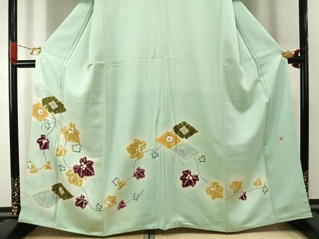 平和屋着物●日本工芸会正会員　絞りの小倉　辻が花の建亮　小倉建亮　訪問着　蔦の葉文　暈し染め　正絹　逸品　AABI1996fy