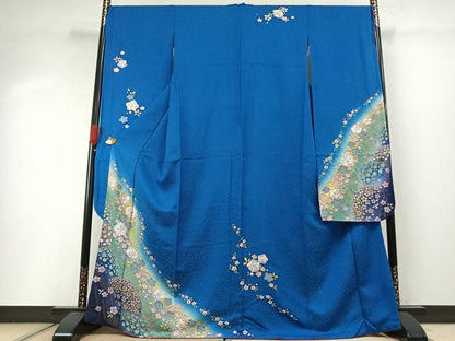 平和屋着物●豪華振袖　絞り　辻が花　暈し染め　銀通し地　正絹　逸品　AABI2000fy