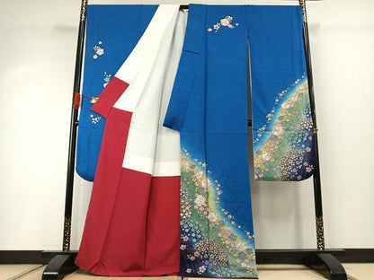 平和屋着物●豪華振袖　絞り　辻が花　暈し染め　銀通し地　正絹　逸品　AABI2000fy
