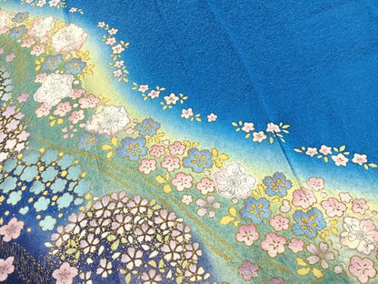 平和屋着物●豪華振袖　絞り　辻が花　暈し染め　銀通し地　正絹　逸品　AABI2000fy