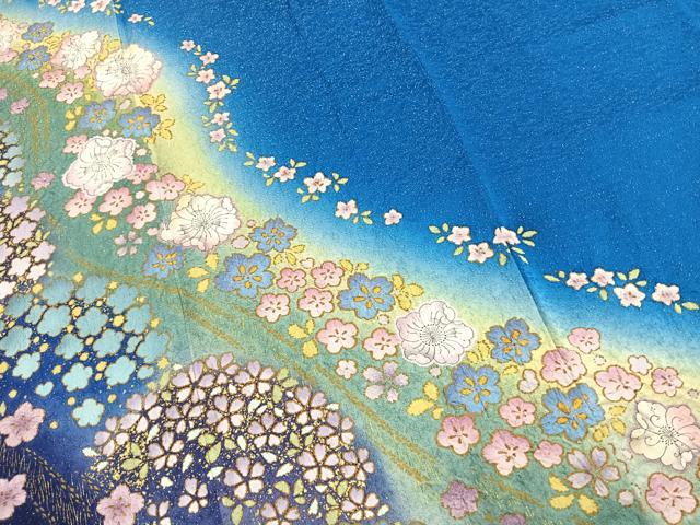 平和屋着物●豪華振袖　絞り　辻が花　暈し染め　銀通し地　正絹　逸品　AABI2000fy
