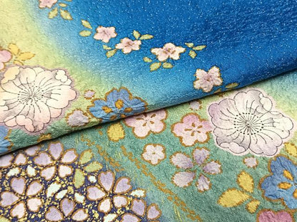 平和屋着物●豪華振袖　絞り　辻が花　暈し染め　銀通し地　正絹　逸品　AABI2000fy