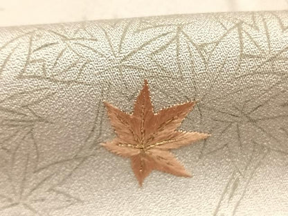 平和屋着物●訪問着　刺繍　手描き　枝葉文　暈し染め　金糸　正絹　逸品　AABI2001fy