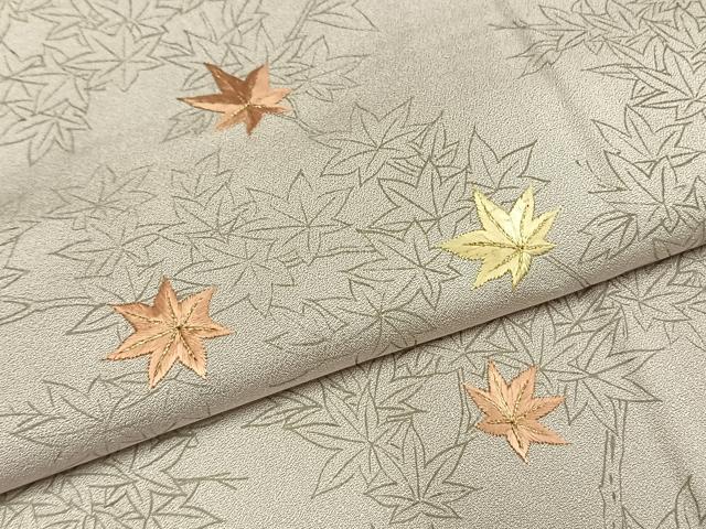 平和屋着物●訪問着　刺繍　手描き　枝葉文　暈し染め　金糸　正絹　逸品　AABI2001fy