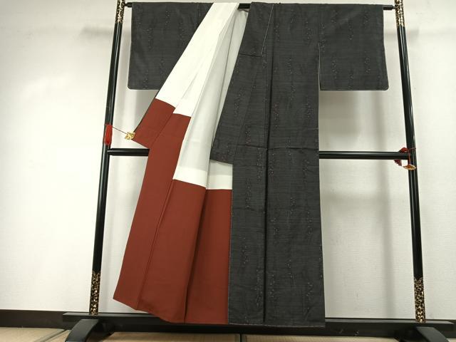 平和屋着物●本場大島紬　幾何学文様　株式会社大山謹製　証紙付き　正絹　逸品　未使用　AABI2002fy