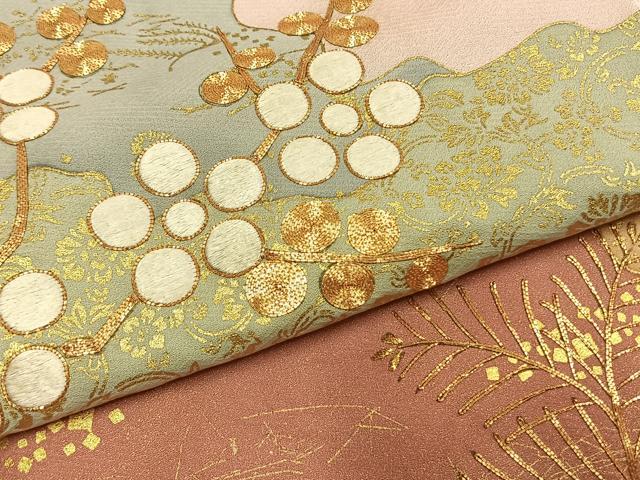 平和屋着物●豪華色留袖　駒刺繍　枝花文　金彩　正絹　逸品　AABI2003fy