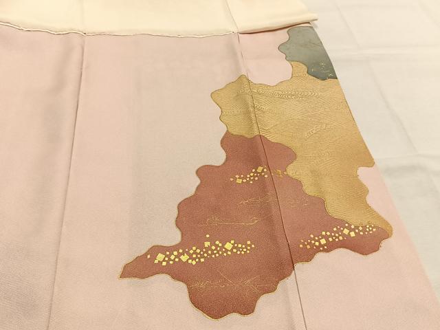 平和屋着物●豪華色留袖　駒刺繍　枝花文　金彩　正絹　逸品　AABI2003fy
