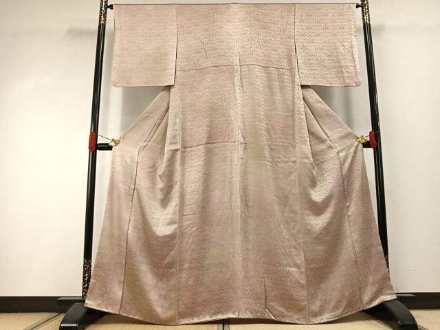 平和屋着物▼上質な小紋　扇面花地紋　正絹　逸品　AABI2006fy