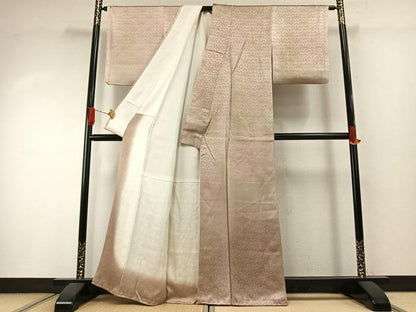 平和屋着物▼上質な小紋　扇面花地紋　正絹　逸品　AABI2006fy