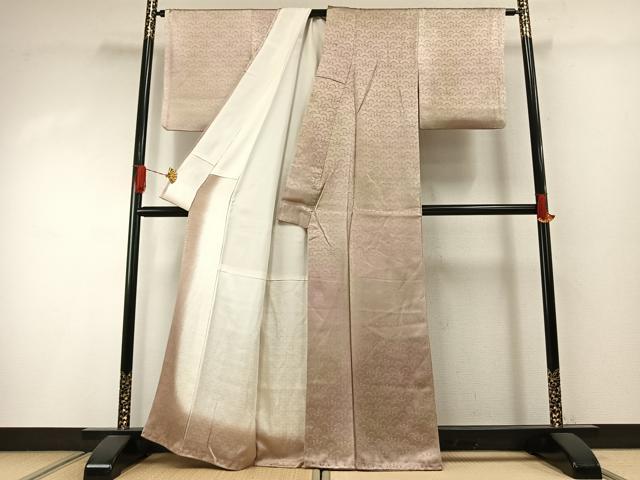 平和屋着物▼上質な小紋　扇面花地紋　正絹　逸品　AABI2006fy