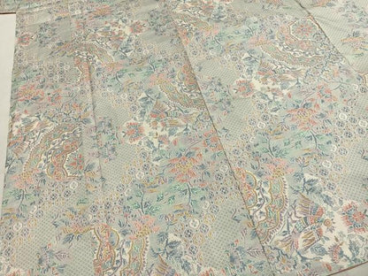 平和屋着物●本場大島紬　白大島　カタス9マルキ　花鳥文　正絹　逸品　AABI2010fy