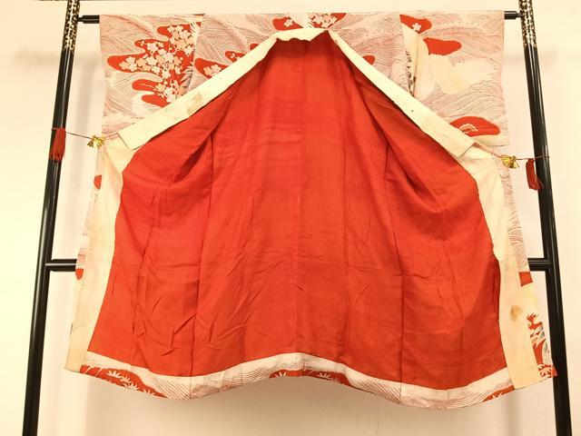 平和屋着物●アンティーク　大正ロマン　長襦袢　袷　松竹梅　飛鶴文　正絹　逸品　AABI2013fy
