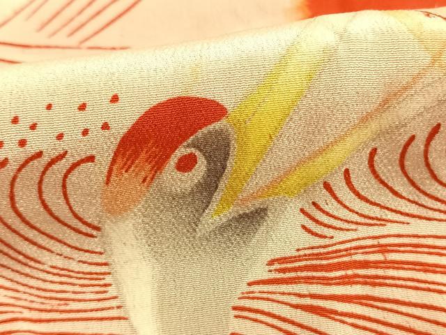 平和屋着物●アンティーク　大正ロマン　長襦袢　袷　松竹梅　飛鶴文　正絹　逸品　AABI2013fy
