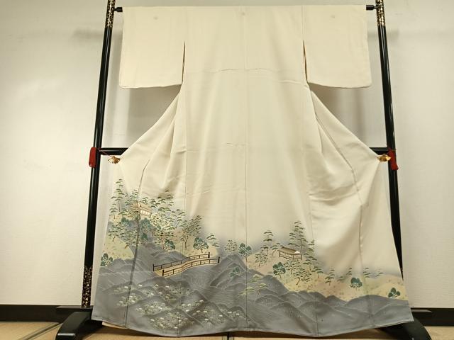 平和屋着物●豪華色留袖　作家物　刺繍　風景文　暈し染め　金糸　正絹　逸品　AABI2014fy