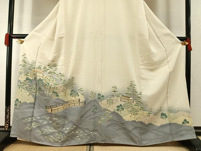 平和屋着物●豪華色留袖　作家物　刺繍　風景文　暈し染め　金糸　正絹　逸品　AABI2014fy