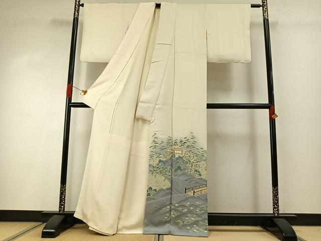 平和屋着物●豪華色留袖　作家物　刺繍　風景文　暈し染め　金糸　正絹　逸品　AABI2014fy