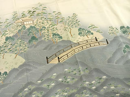 平和屋着物●豪華色留袖　作家物　刺繍　風景文　暈し染め　金糸　正絹　逸品　AABI2014fy