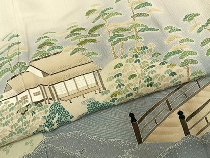 平和屋着物●豪華色留袖　作家物　刺繍　風景文　暈し染め　金糸　正絹　逸品　AABI2014fy