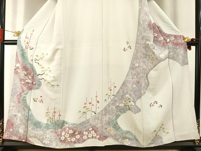 平和屋着物●十日町　名門　滝泰謹製　訪問着　絞り　松竹梅　正絹　逸品　AABI2016fy