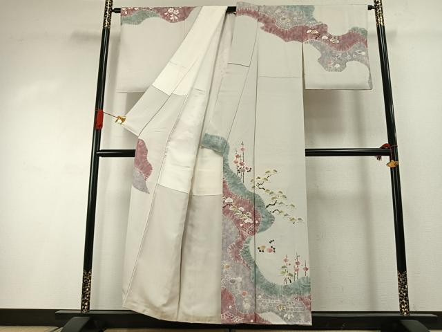 平和屋着物●十日町　名門　滝泰謹製　訪問着　絞り　松竹梅　正絹　逸品　AABI2016fy
