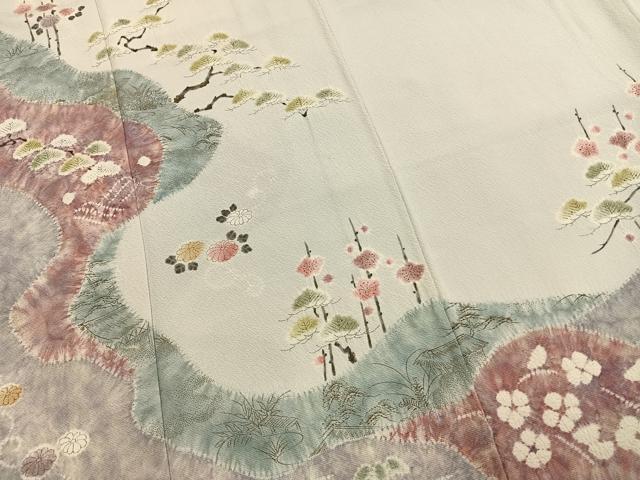平和屋着物●十日町　名門　滝泰謹製　訪問着　絞り　松竹梅　正絹　逸品　AABI2016fy