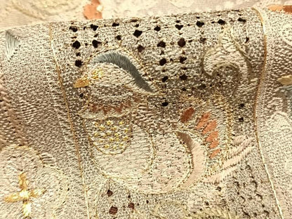 平和屋着物●訪問着　中国三大刺繍　汕頭刺繍　スワトウ刺繍　総刺繍　花鳥文　金銀糸　正絹　逸品　AABI2019fy