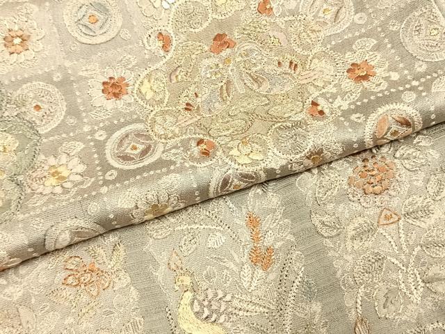 平和屋着物●訪問着　中国三大刺繍　汕頭刺繍　スワトウ刺繍　総刺繍　花鳥文　金銀糸　正絹　逸品　AABI2019fy