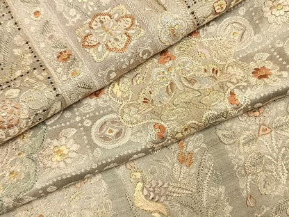 平和屋着物●訪問着　中国三大刺繍　汕頭刺繍　スワトウ刺繍　総刺繍　花鳥文　金銀糸　正絹　逸品　AABI2019fy