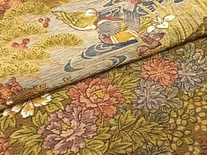 平和屋着物●友禅師・京の名工・伝統工芸士・樽本伊勢蔵　小紋　手描き　花鳥文　丹後ちりめん　反端付き　正絹　逸品　未使用　AABI2020fy
