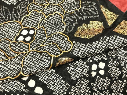平和屋着物●豪華振袖　駒刺繍　絞り　草花文　金彩　正絹　逸品　AABI2022fy