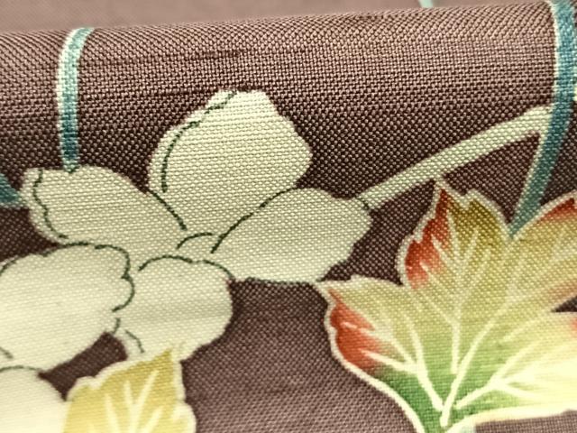 平和屋着物●訪問着　友禅　紬地　草花文　正絹　逸品　AABI2027fy