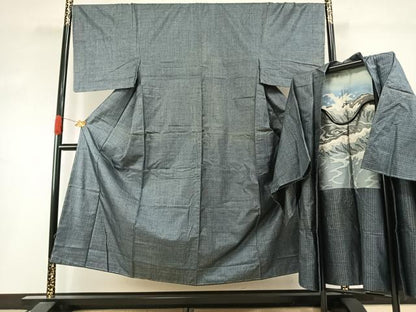平和屋着物●男性 男柄の最高峰 西郷柄 西郷絣 本場大島紬 アンサンブル 浦上新西郷 正絹 逸品 AABI2028fy