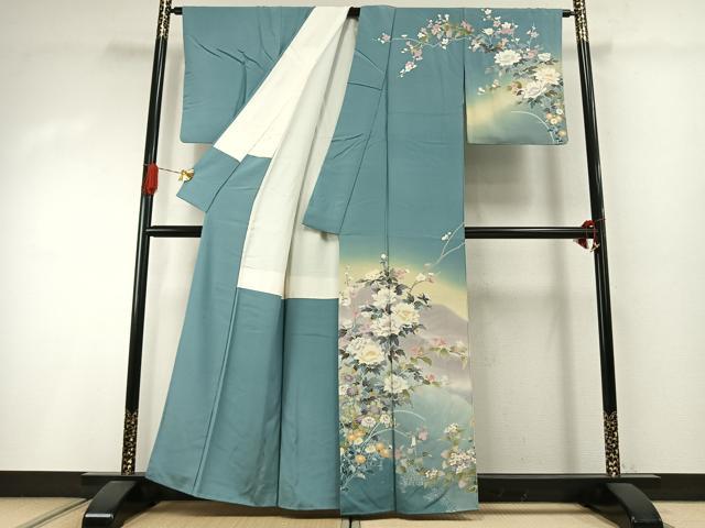 平和屋着物●訪問着　友禅　枝花文　暈し染め　正絹　逸品　AABI2029fy