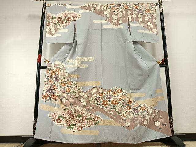 平和屋着物●訪問着　作家物　草花文　金彩　正絹　逸品　AABI2031fy
