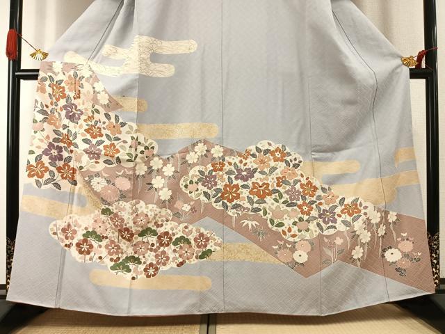 平和屋着物●訪問着　作家物　草花文　金彩　正絹　逸品　AABI2031fy