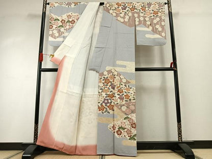 平和屋着物●訪問着　作家物　草花文　金彩　正絹　逸品　AABI2031fy