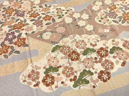 平和屋着物●訪問着　作家物　草花文　金彩　正絹　逸品　AABI2031fy