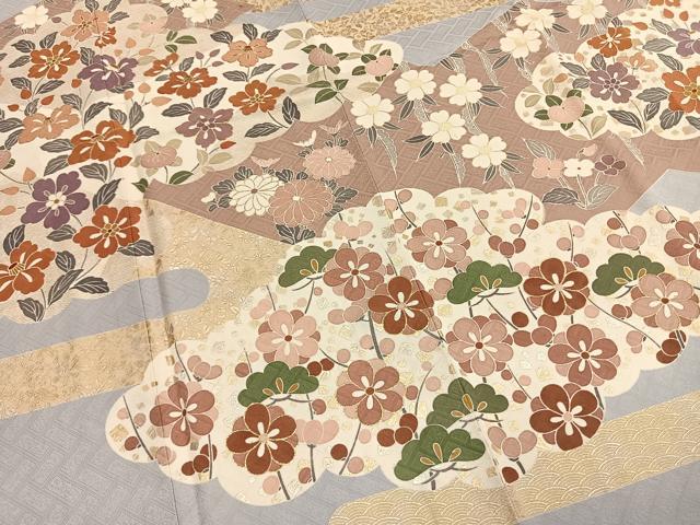 平和屋着物●訪問着　作家物　草花文　金彩　正絹　逸品　AABI2031fy
