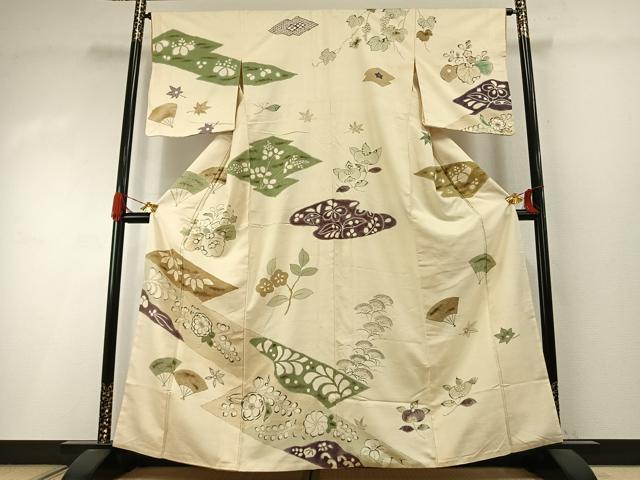 平和屋着物●訪問着　紬地　辻が花　正絹　逸品　AABI2036fy