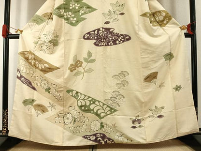 平和屋着物●訪問着　紬地　辻が花　正絹　逸品　AABI2036fy