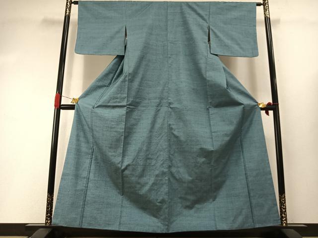平和屋着物●上質な紬　色無地　浅縹色　松坂屋扱い　正絹　逸品　AABI2038fy